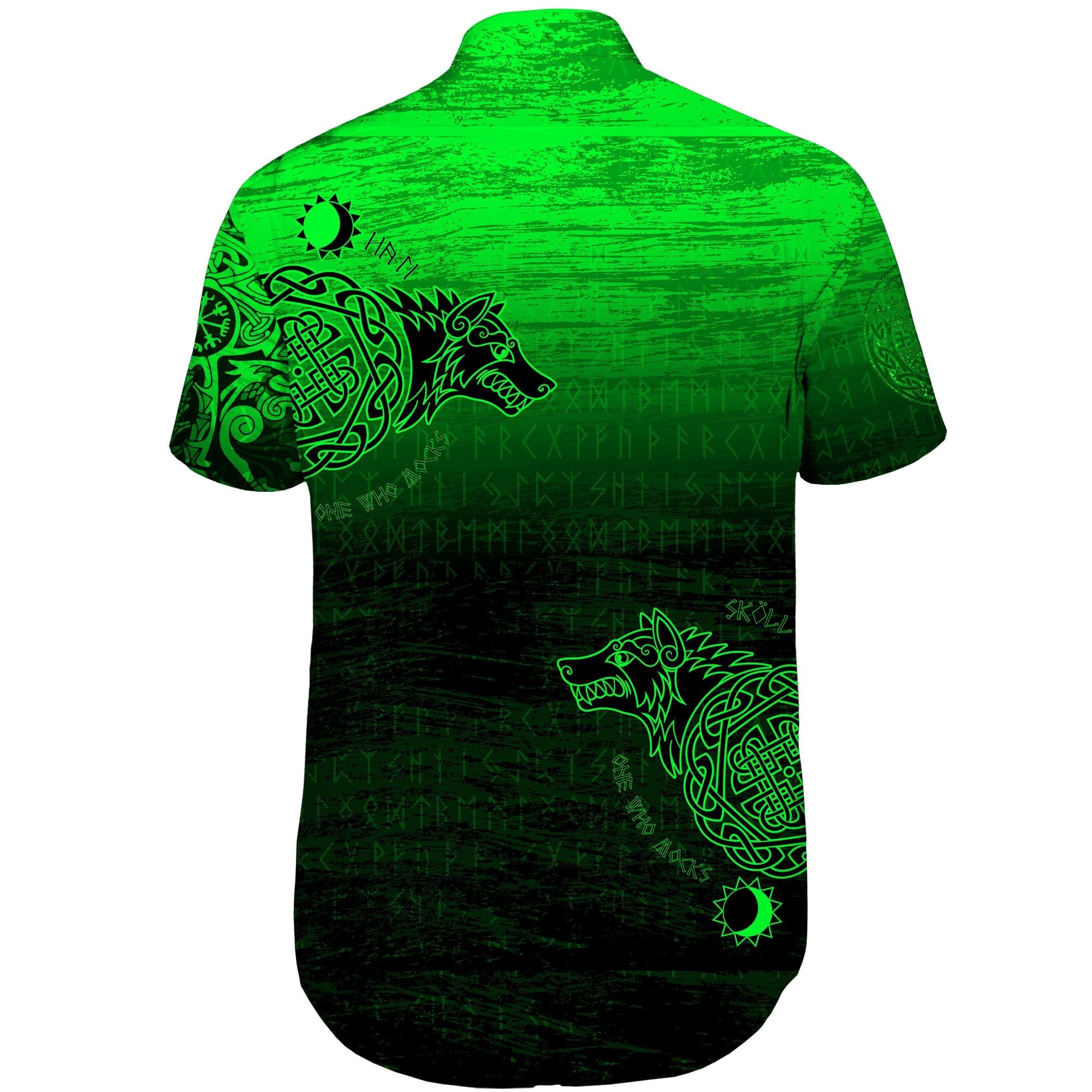 Viking Short Sleeve Shirt Skoll And Hati Green