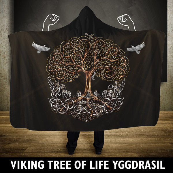 Viking Hooded Blanket Tree Of Life Yggdrasil