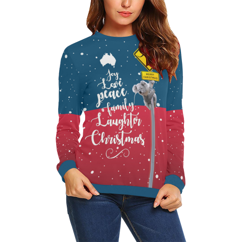 Christmas Sweatshirt - Koala Kangaroo Sign Australia Map In Snowflake