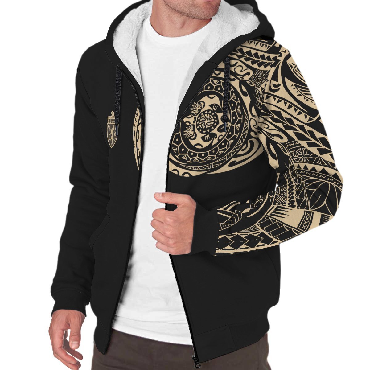 Viking Sherpa Hoodie Norway Tattoo Style