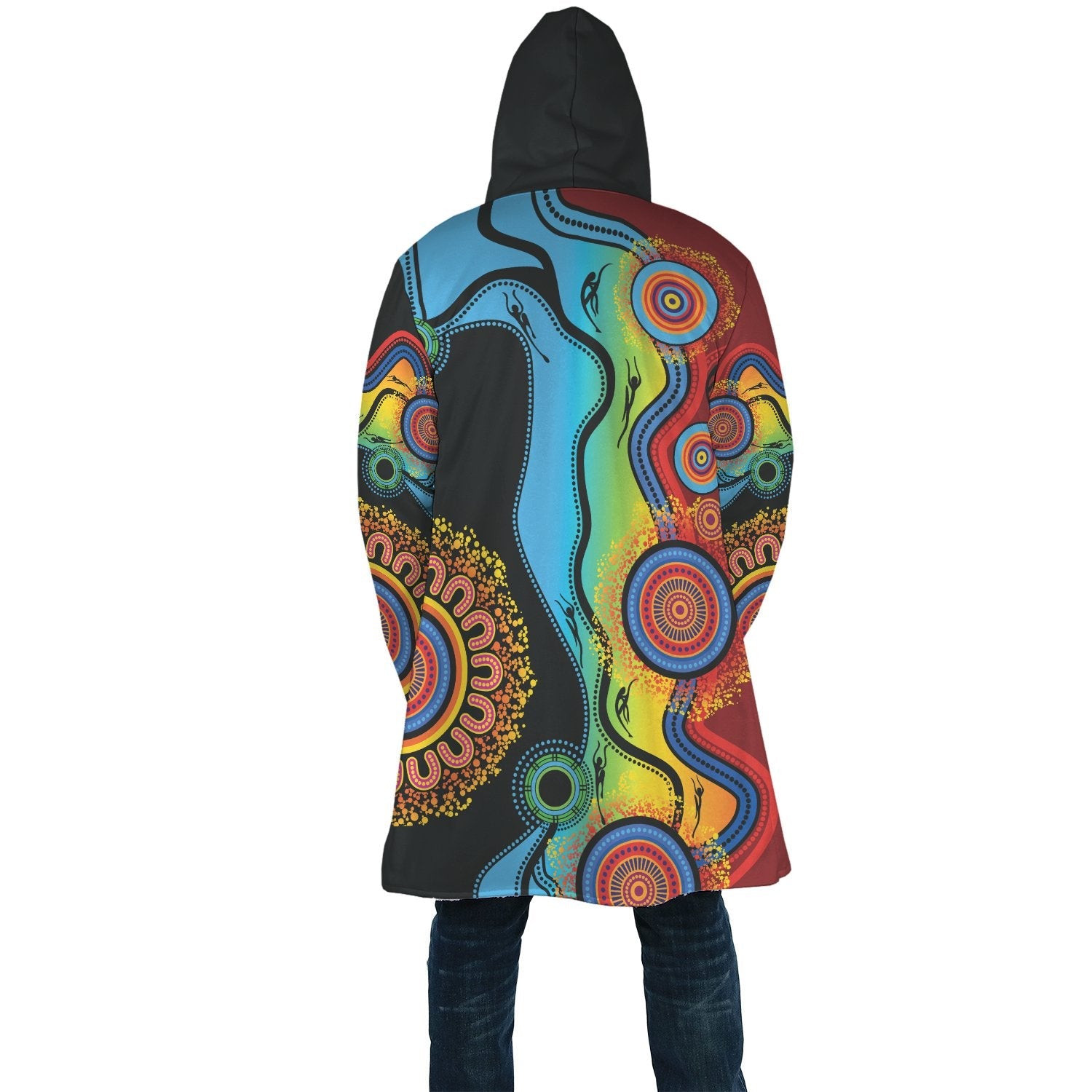 Aboriginal Cloak - Flowers Circle Dot Painting Blue Dream