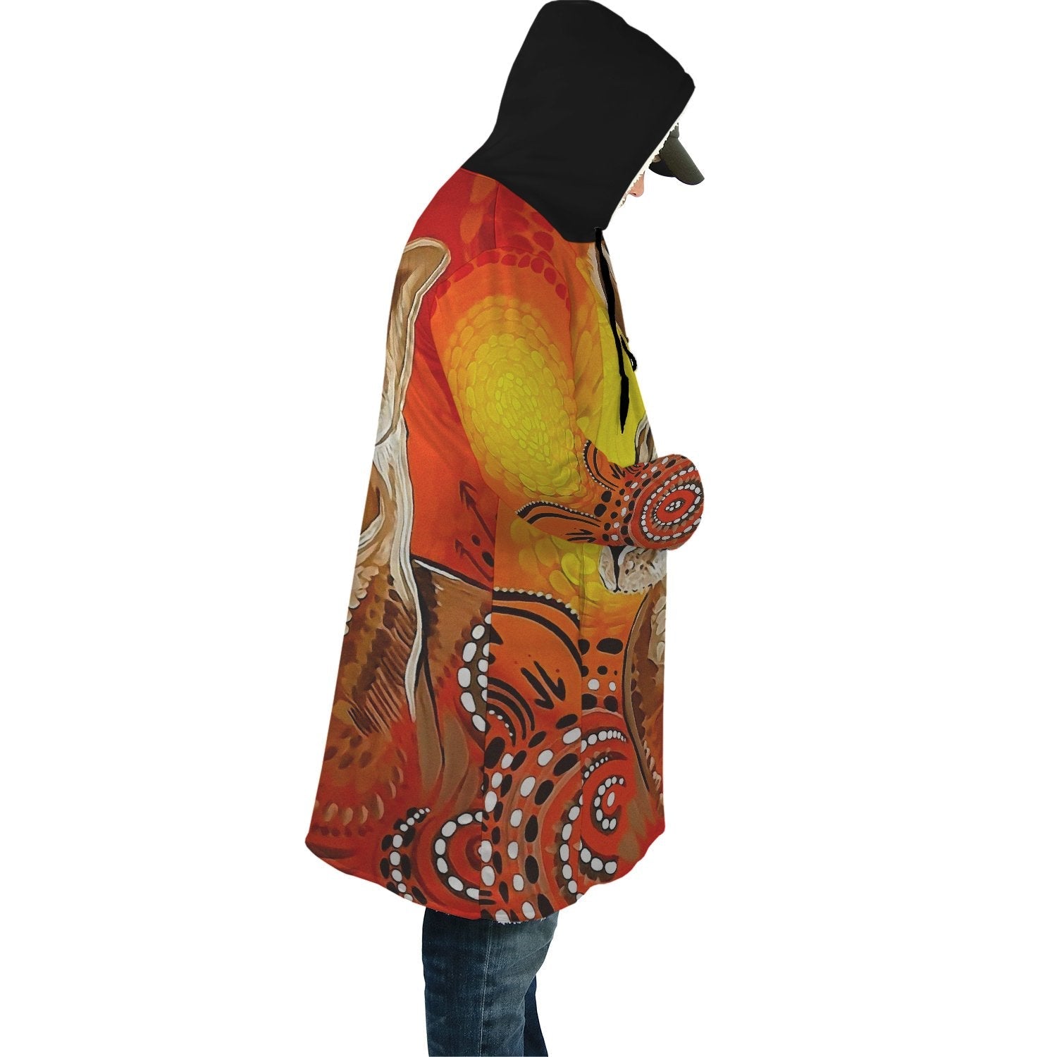 Aboriginal Cloak - Kangaroo Drawing Circle Sun Dot Painting