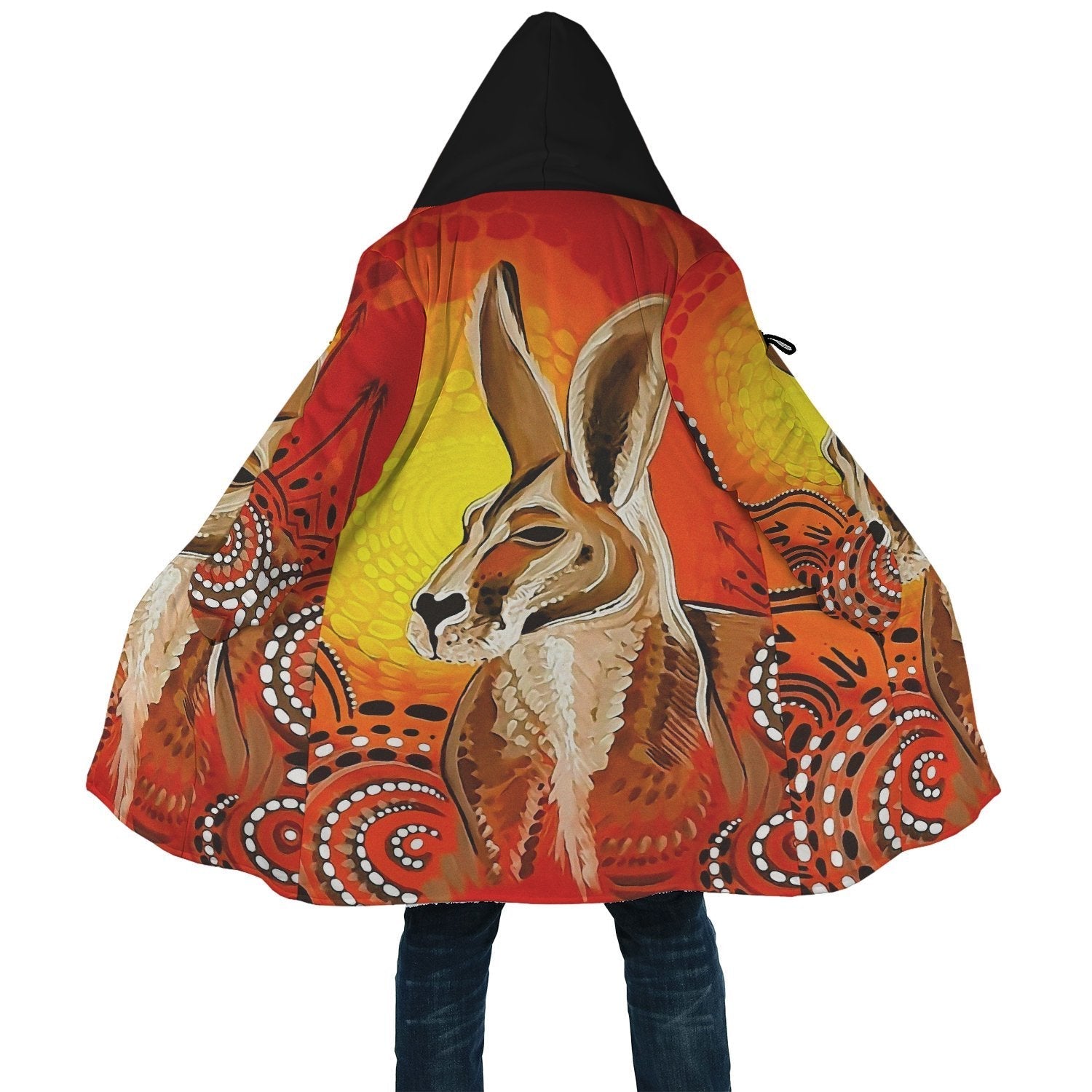 Aboriginal Cloak - Kangaroo Drawing Circle Sun Dot Painting