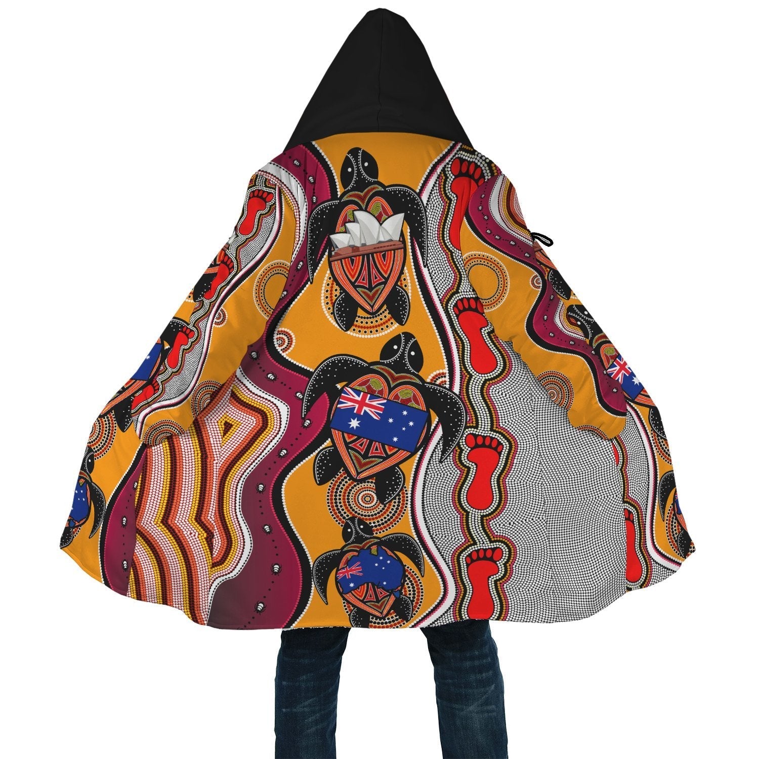 Aboriginal Cloak - Turtle Aus Flag Sydney Opera Footprint