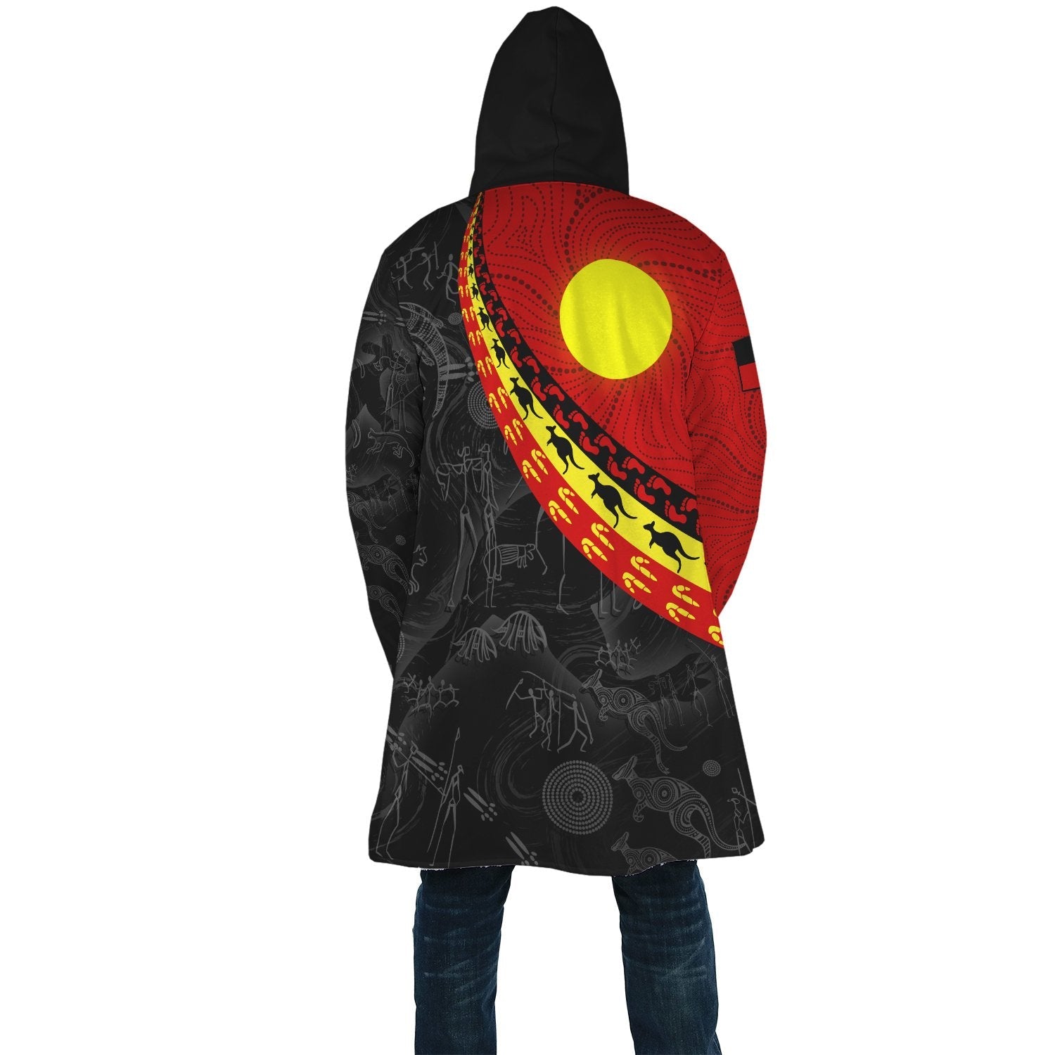 Aboriginal Cloak - Indigenous Flag Circle Dot Painting