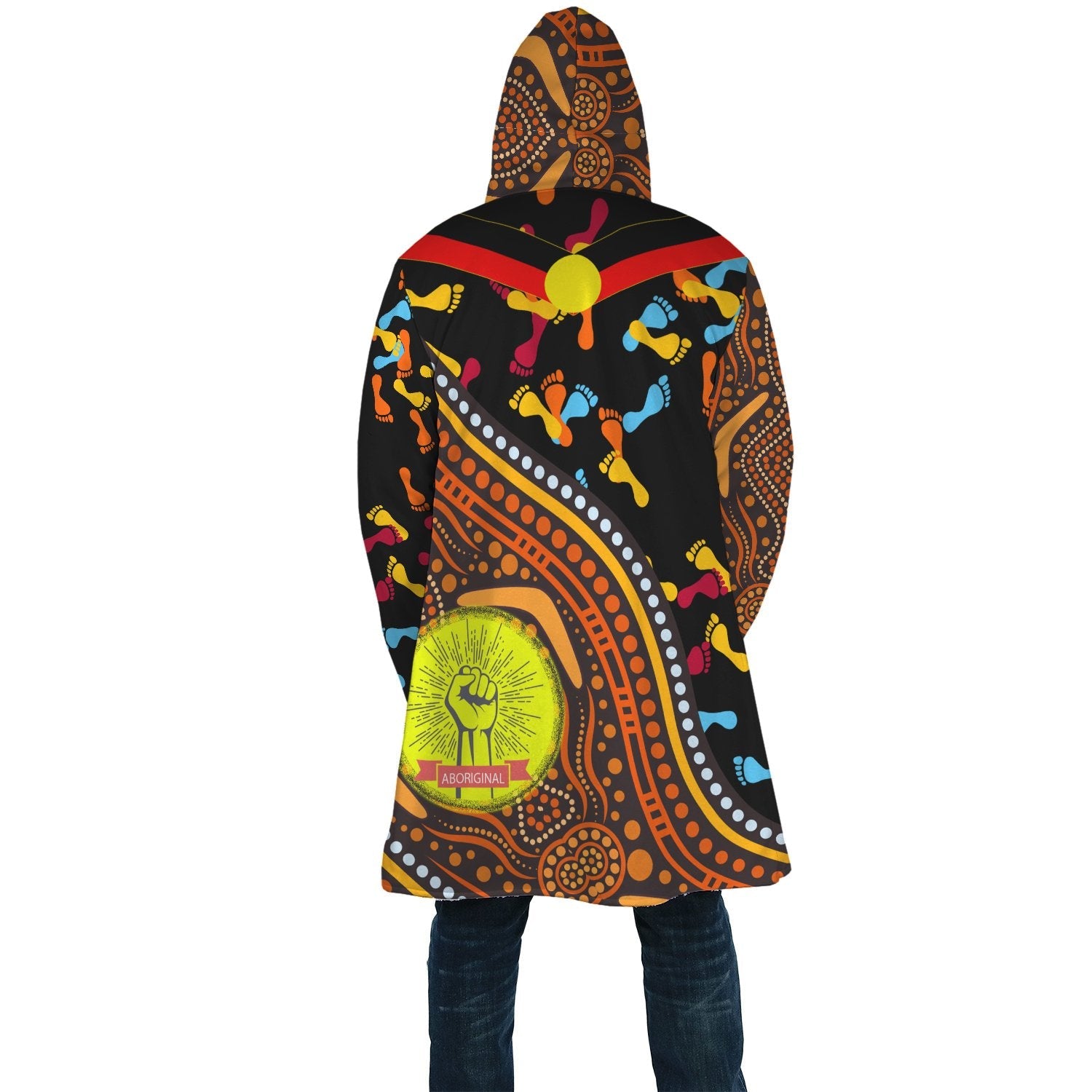 AOP Cloak - Aboriginal Style & Flag, Dot Painting