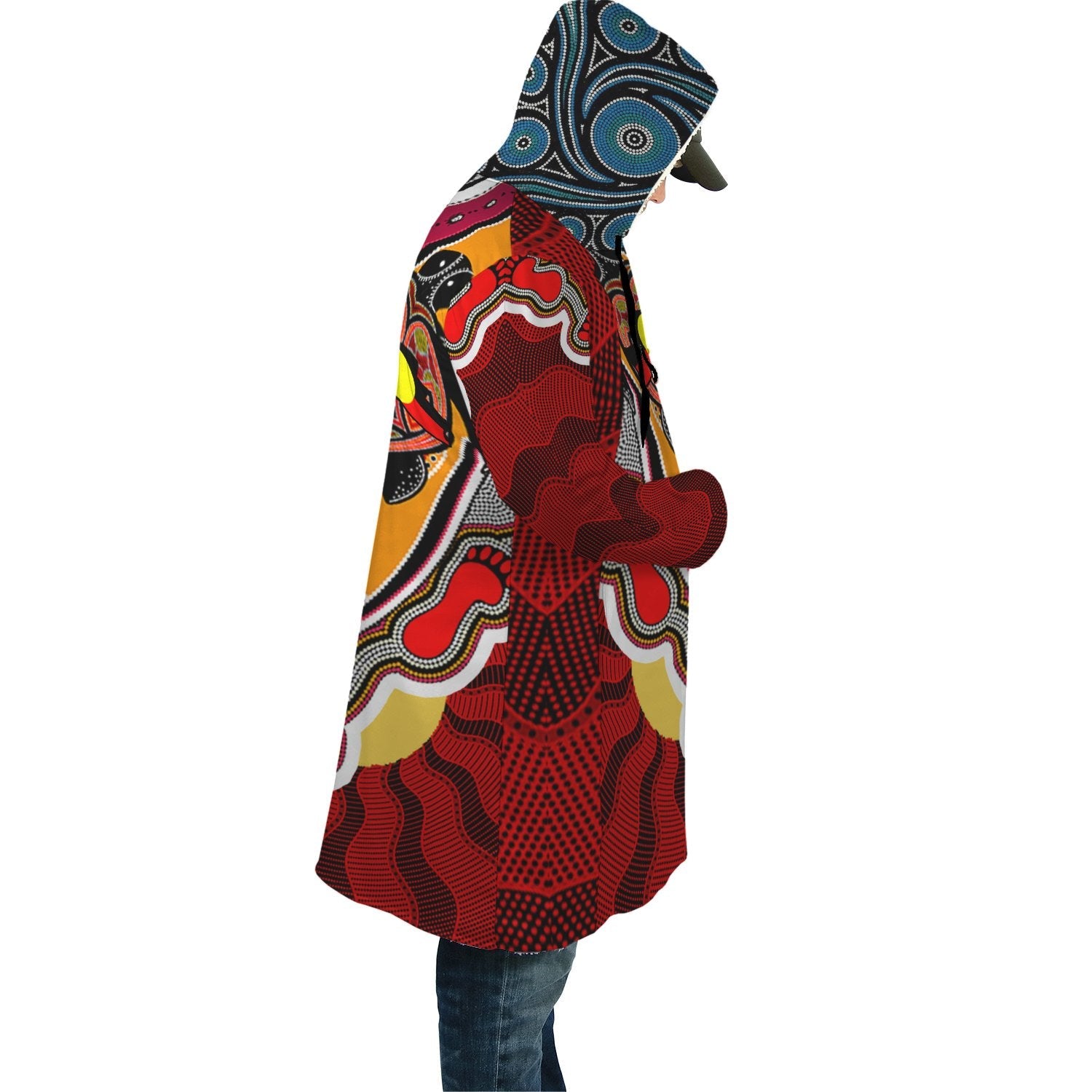 AOP Cloak Australian Aboriginal Dots with Turtle and NAIDOC Flags