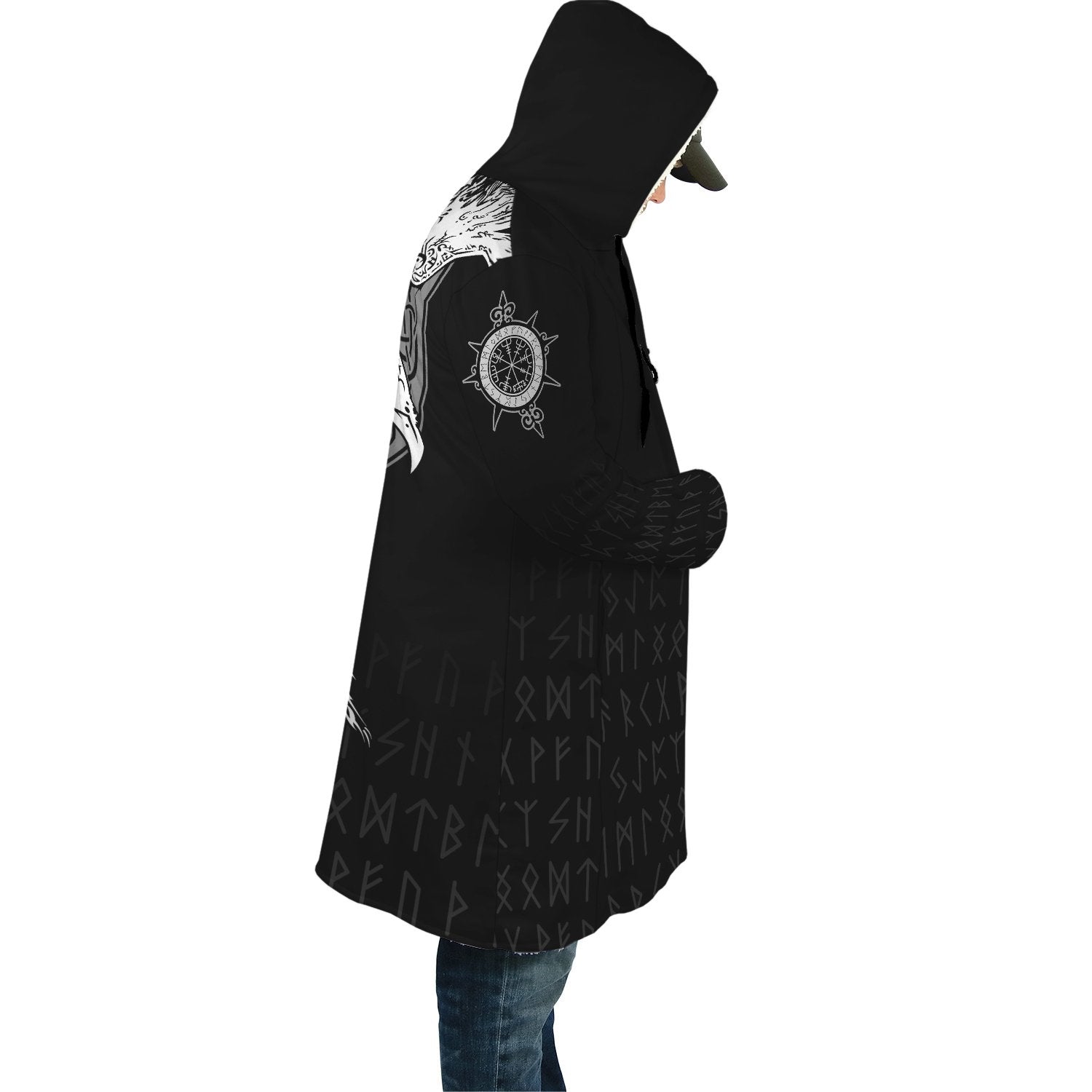 Viking Hooded Coat Mystical Raven Tattoo Special