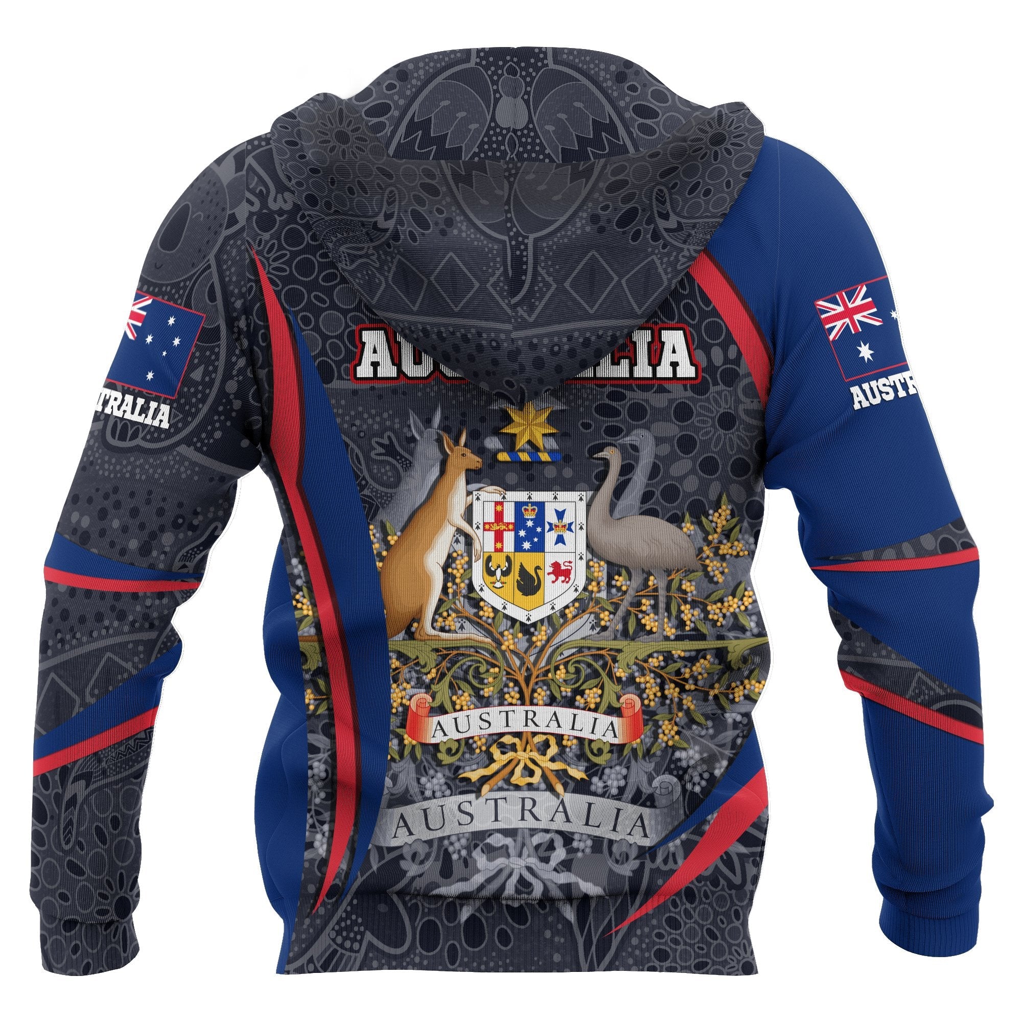 Aboriginal Zip Hoodie - Australian Coat of Arms - Aussie Spirit