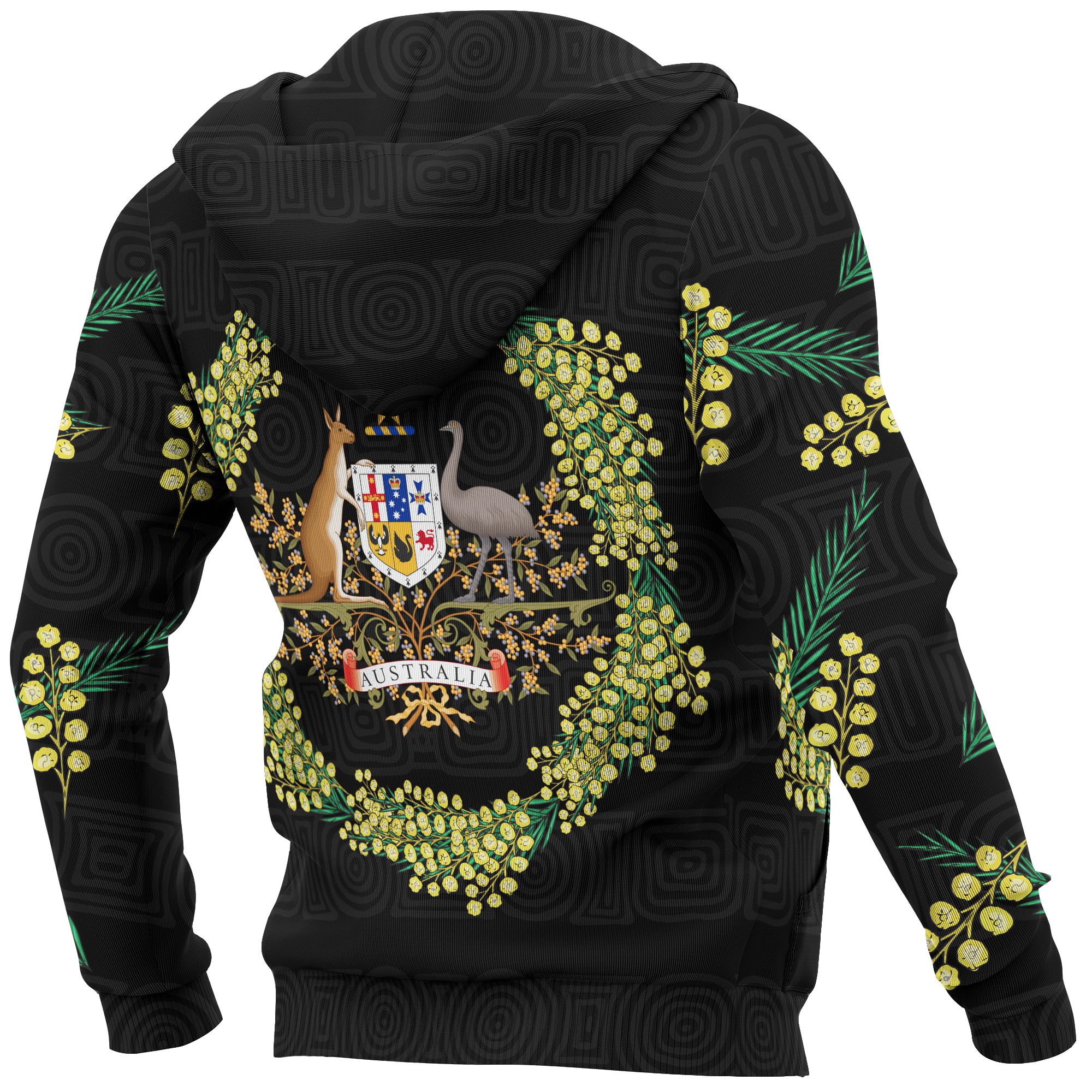 Zip Hoodie - Aussie Hoodie Golden Wattle Australian Coat Of Arms