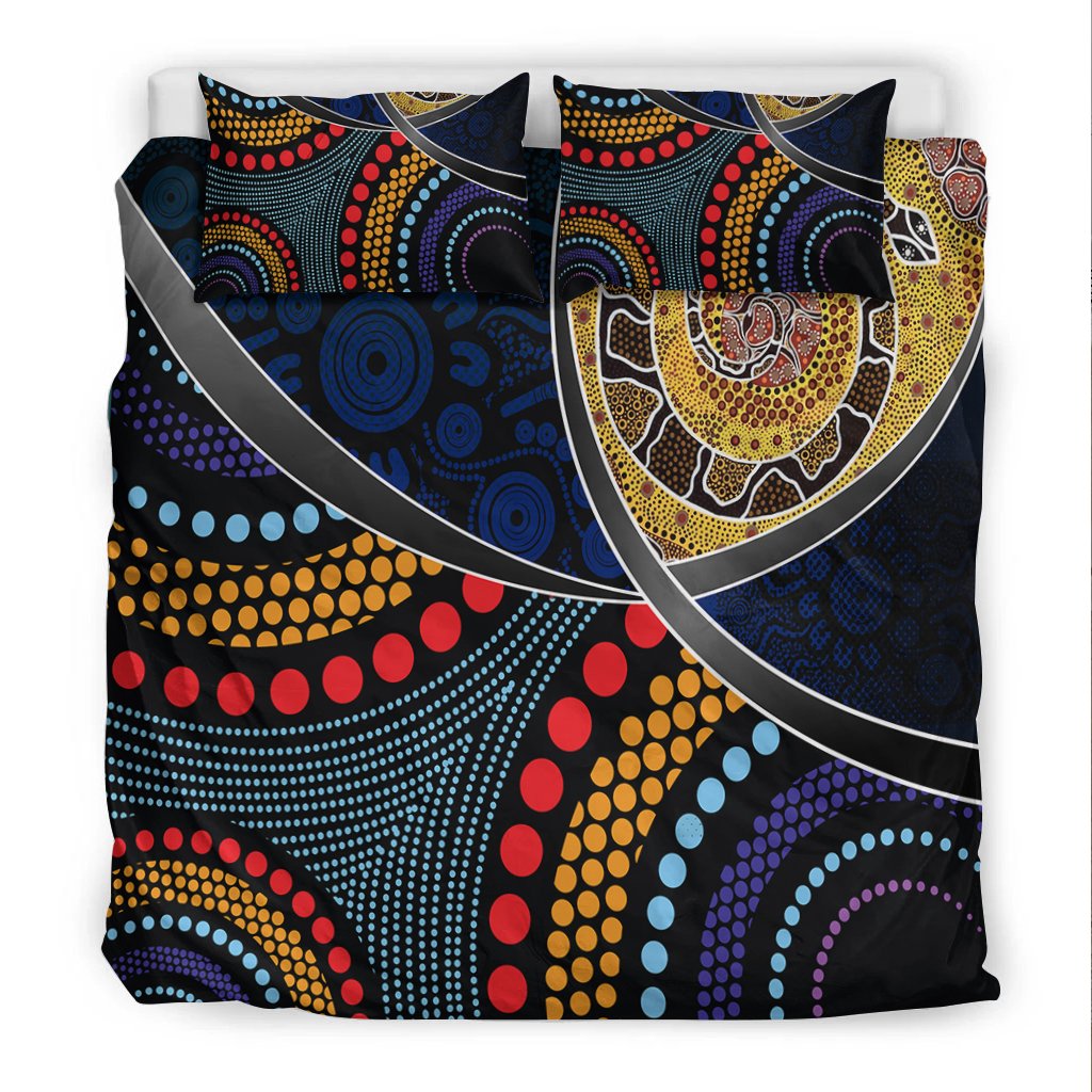 Australia Bedding Set - Aboriginal Dot Panting Art With Snake