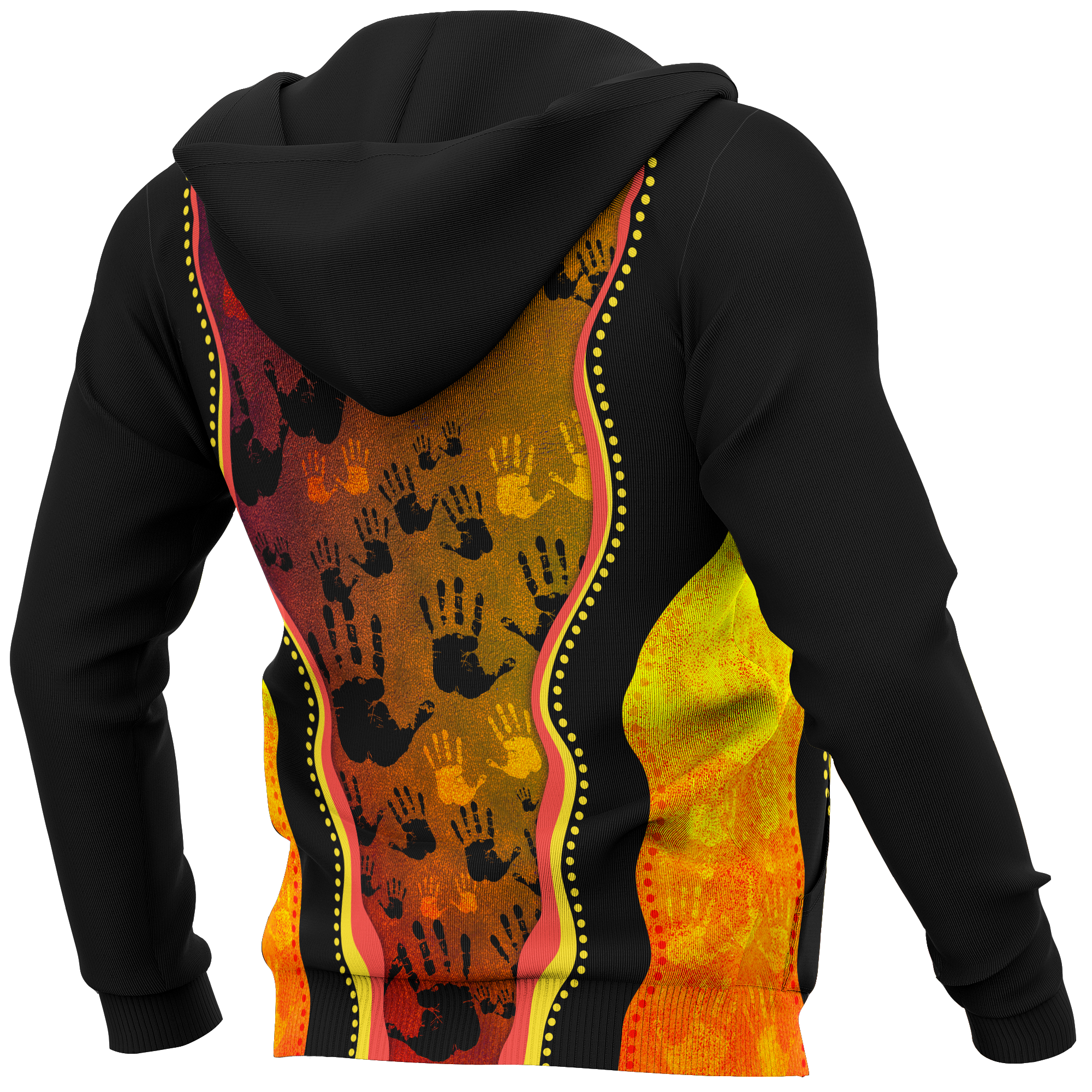 Aboriginal Zip Hoodie - Aboriginal Rock Painting Hand Art Golden Style