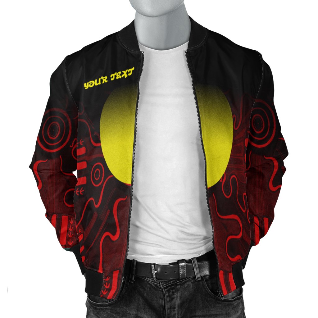 (Custom Text) Aboriginal Bomber Jacket - Indigenous Flag Grunge Style