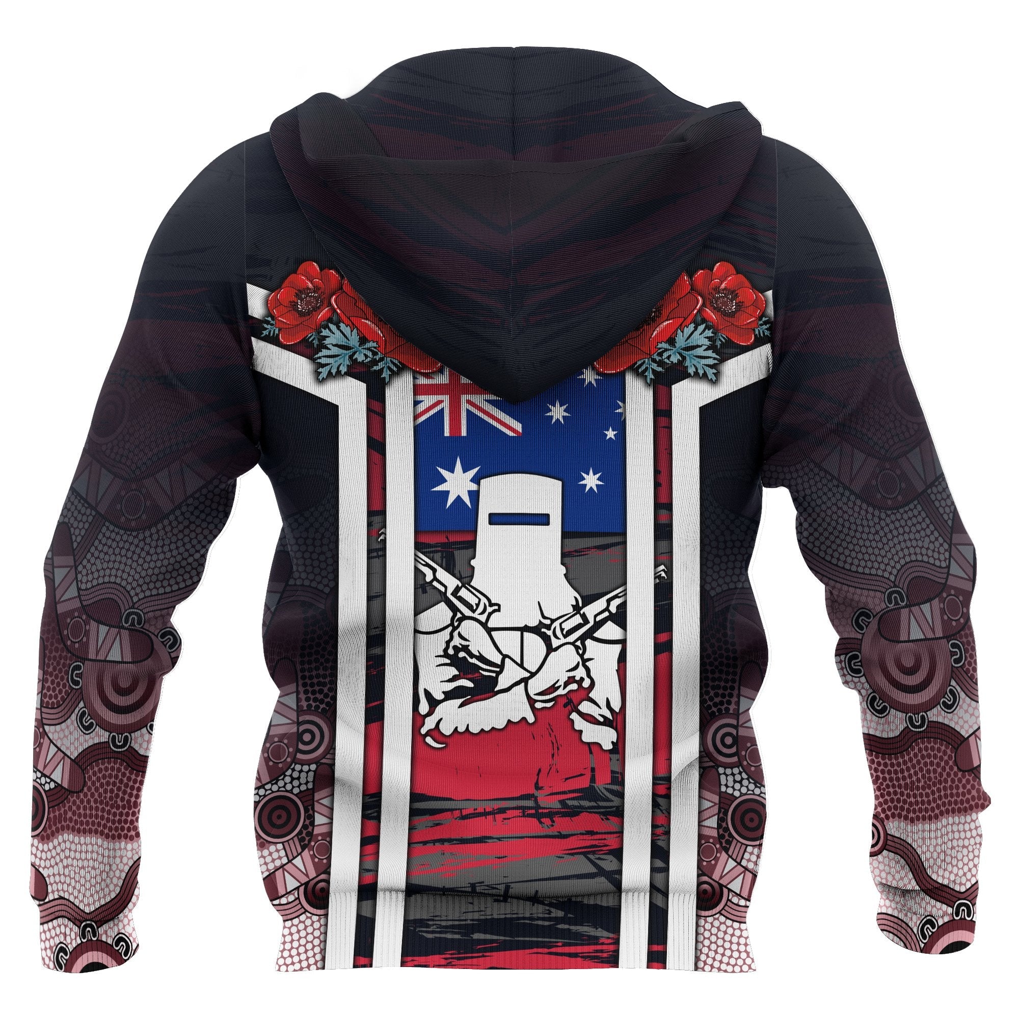 Zip Hoodies Anzac Day 2022, Poppy Flowerss Dot Painting