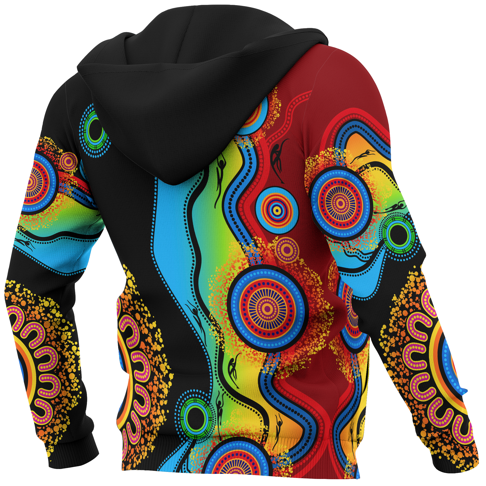 Aboriginal Zip Hoodie - Circle Dot Painting Flowers Patterns Blue Dream