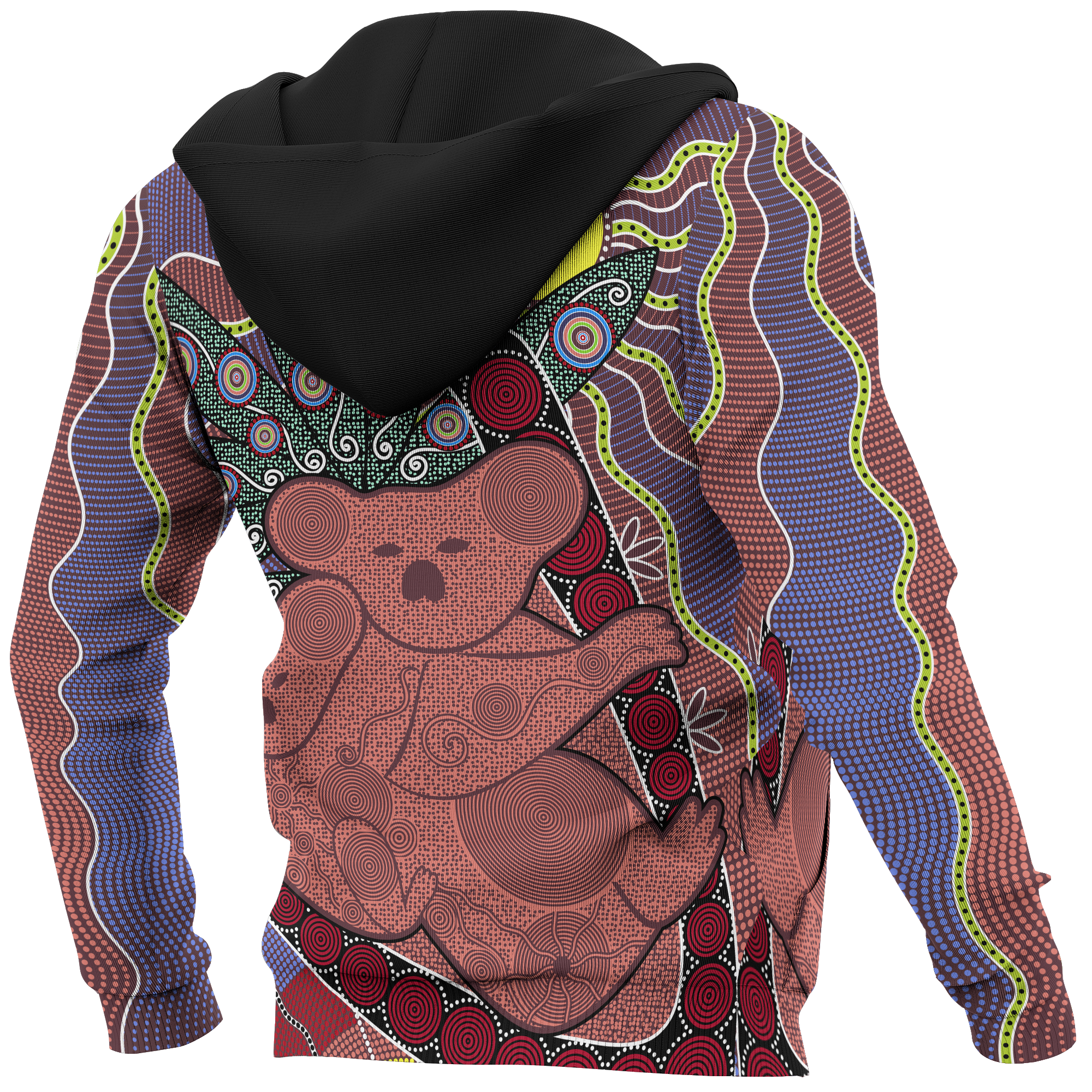 Aboriginal Zip Hoodie - Koala Patterns Sun Dot Painting