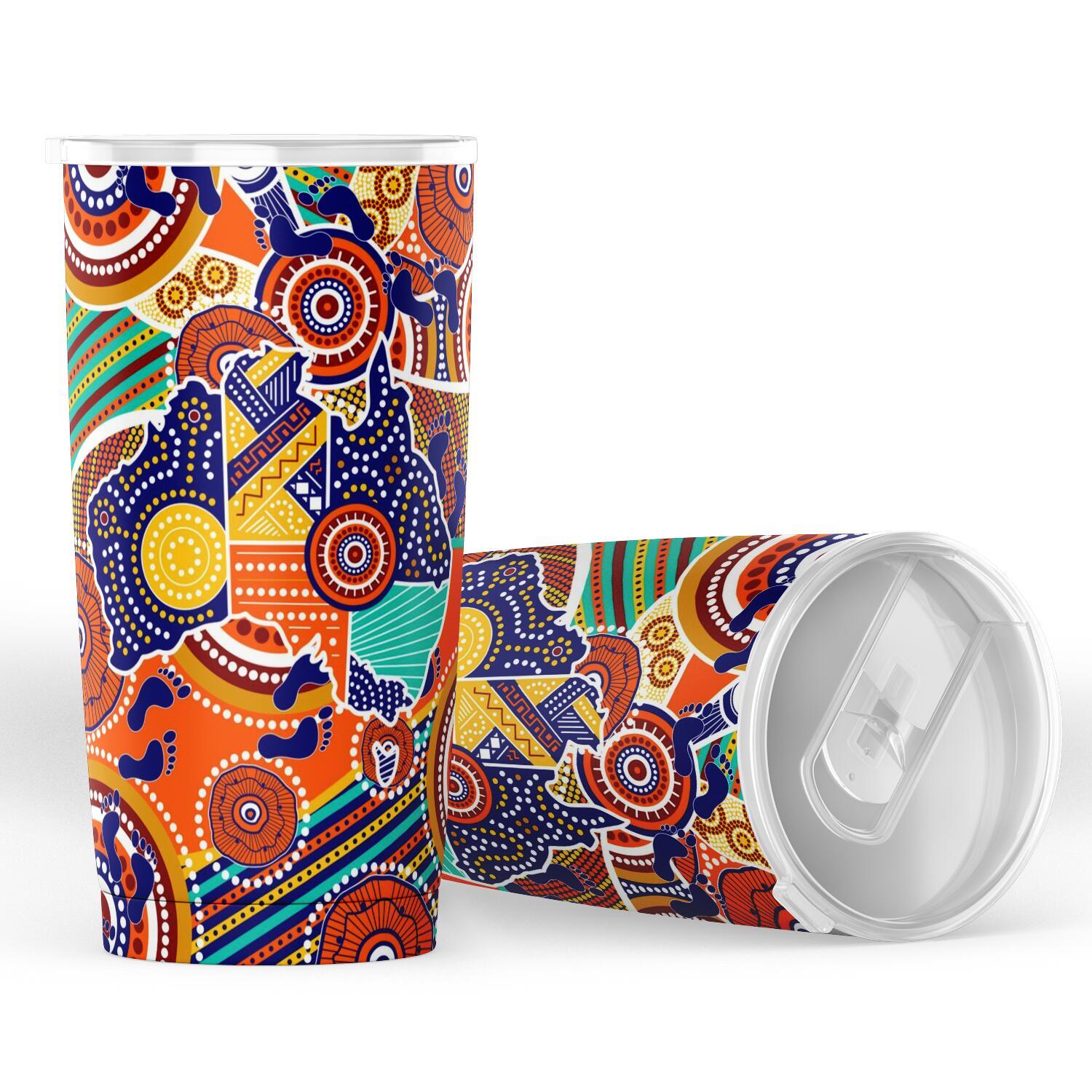 Aboriginal Insulated Tumbler - Australian Map Dot Painting