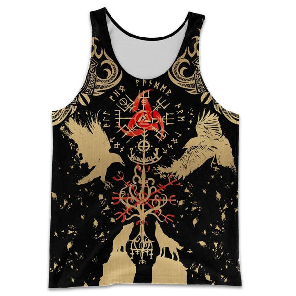 Viking Men's Tank Top Vikings Tattoo Style (Gold)