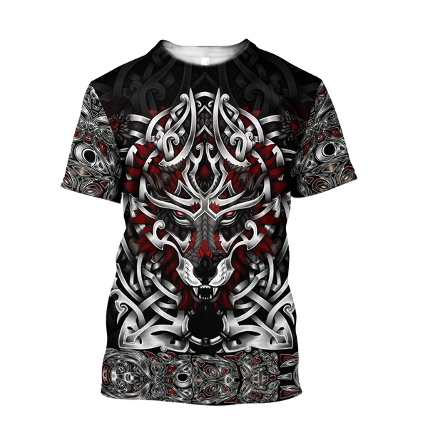 Viking T-Shirt Wolf Viking 3D All Over Printed
