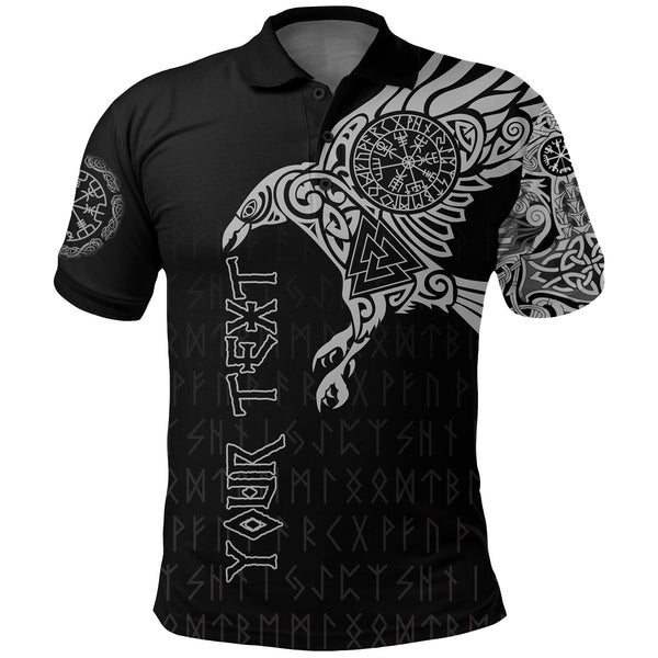 Custom  Viking Polo Shirt The Raven of Odin Tattoo Ver02