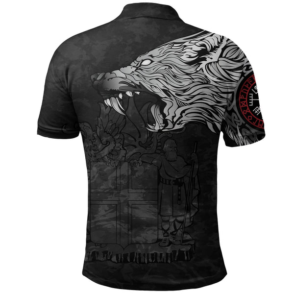 Viking Polo Shirt Fenrir Wolf and Vegvisir