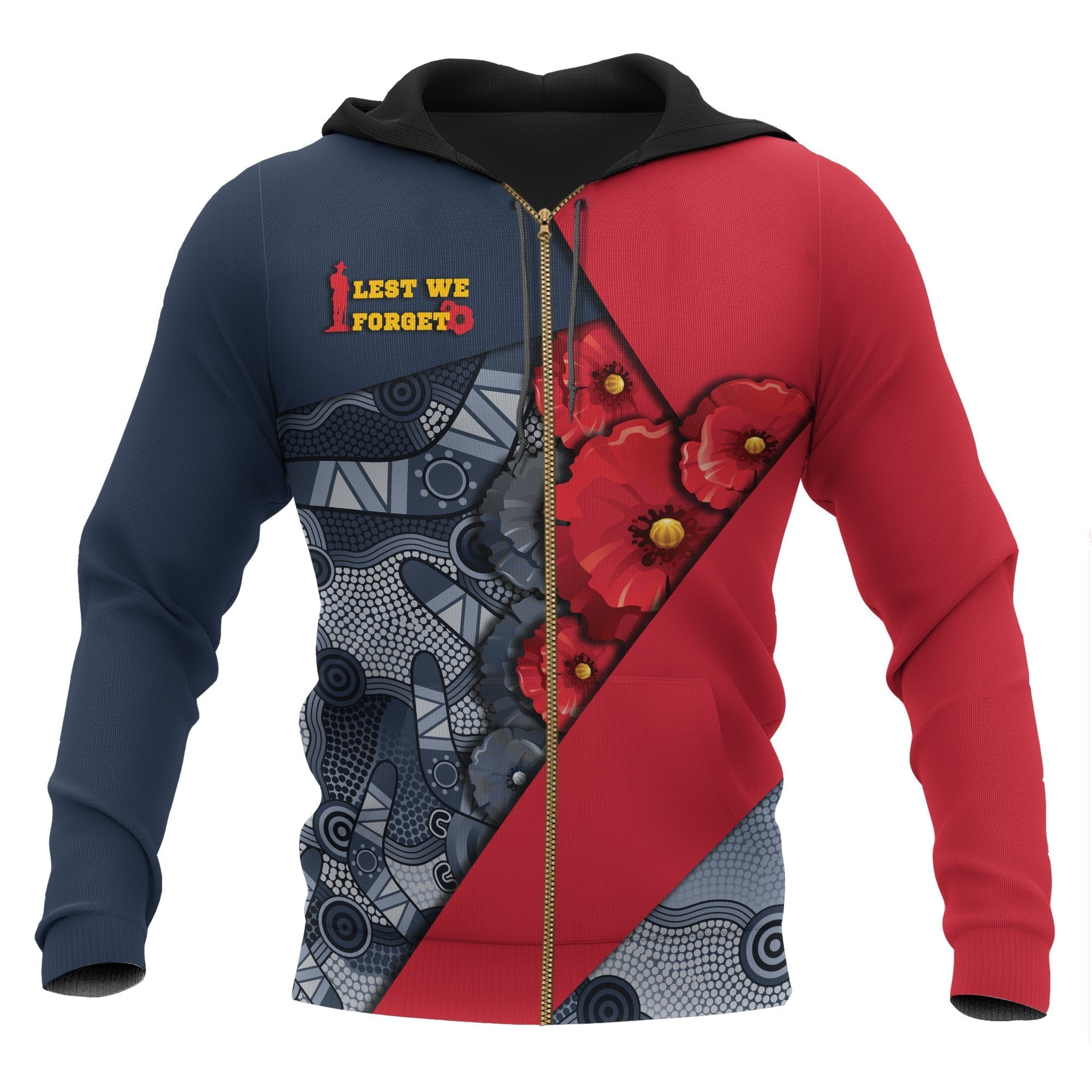 Aboriginal Zip Hoodie - Anzac Day