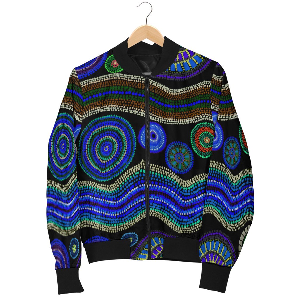 Bomber Jacket - Aboriginal Dot Unique Style Blue