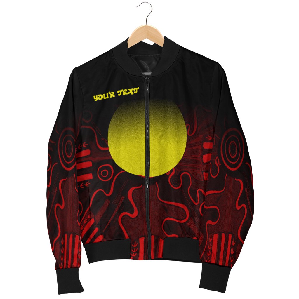 (Custom Text) Aboriginal Bomber Jacket - Indigenous Flag Grunge Style