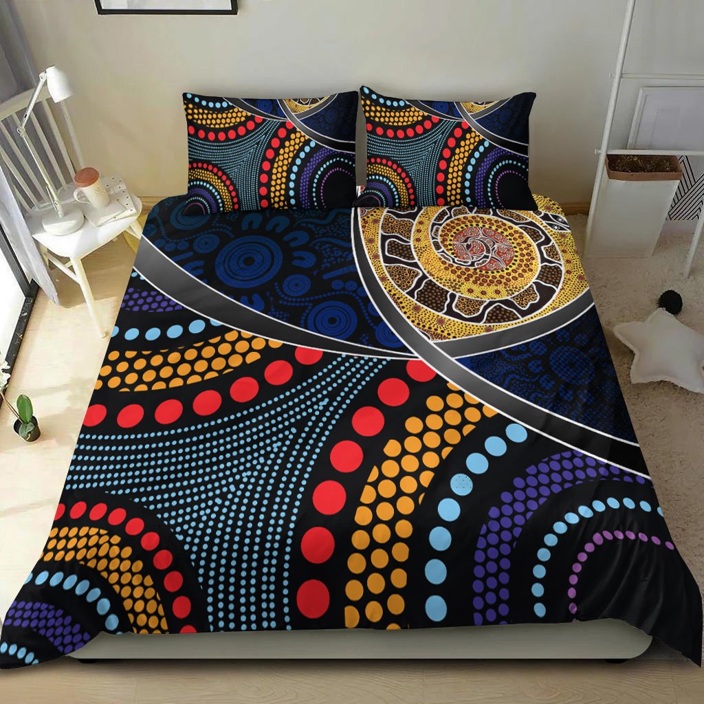 Australia Bedding Set - Aboriginal Dot Panting Art With Snake
