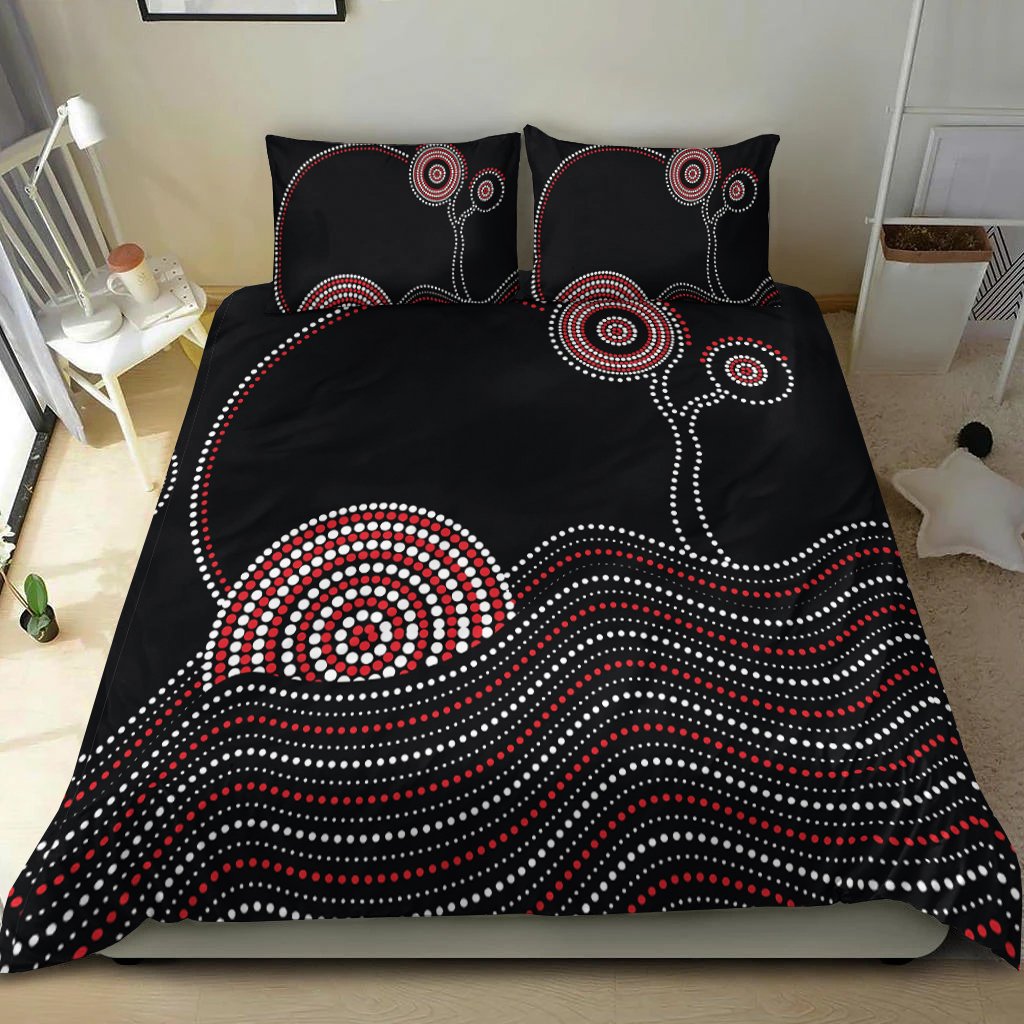 Aboriginal Bedding Set - Aboriginal Pattern Black Style