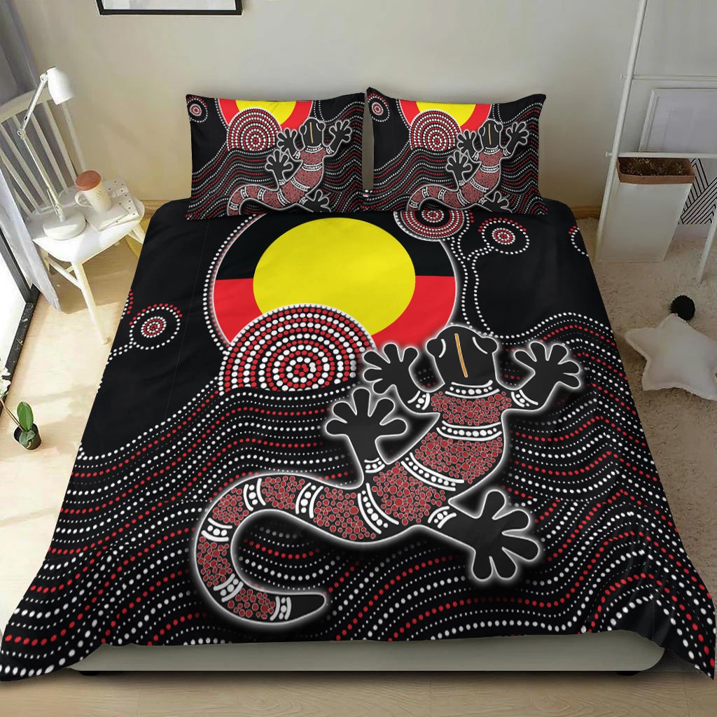 Aboriginal Bedding Set - Gecko with Aboriginal Flag