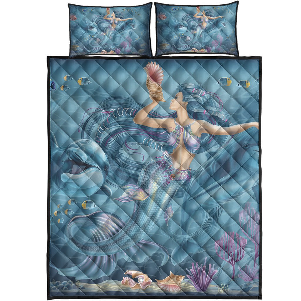 Quilt Bed Set - Australia Beautiful Mermaid With Dolphin