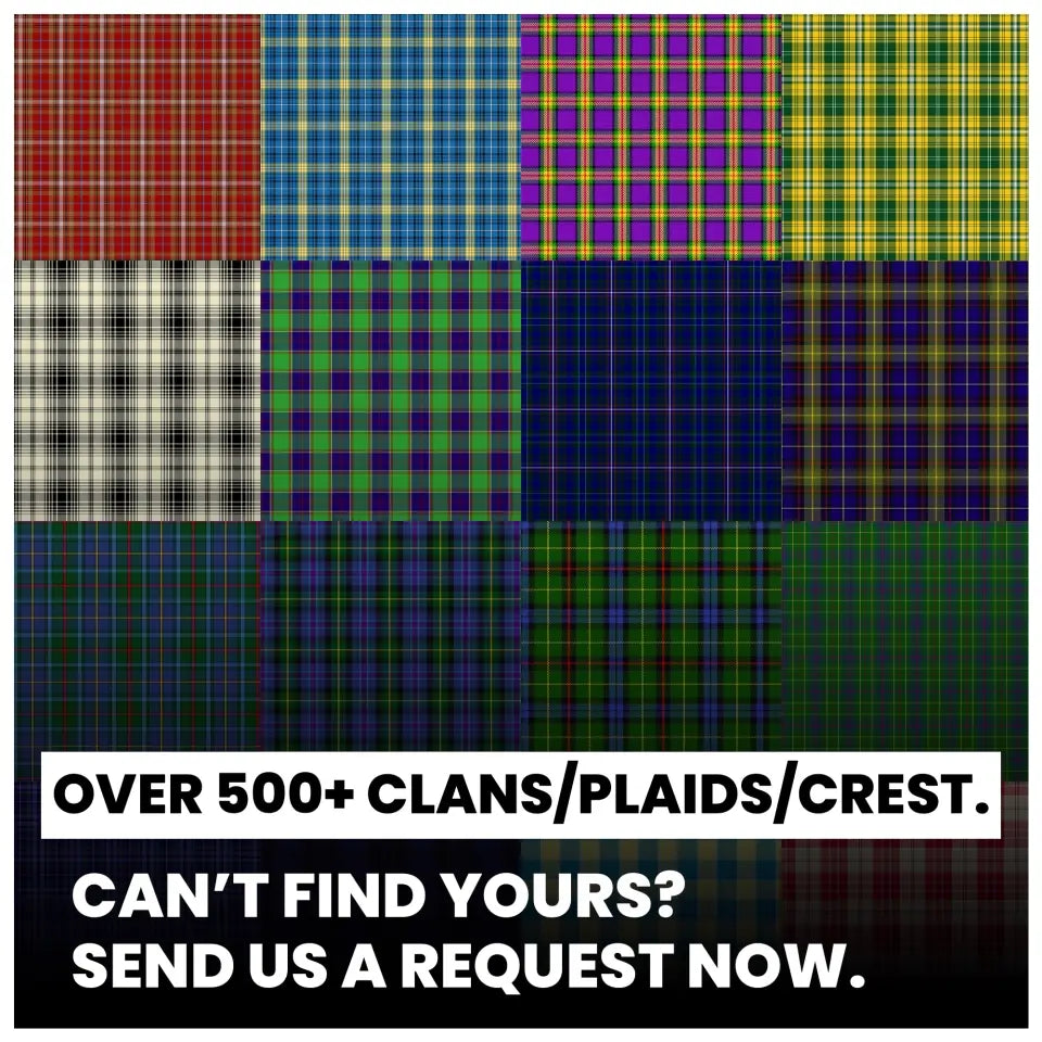 245GSM Cotton, Over 500 Tartan Clans Plaids & Crest