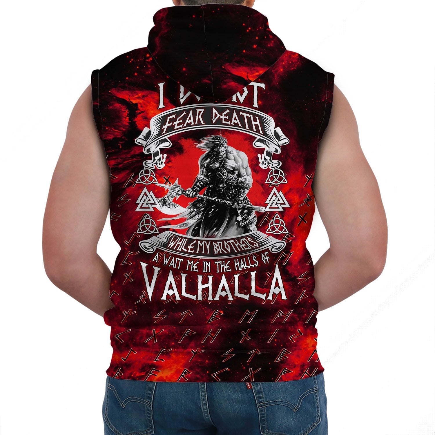 Viking Sleeveless Hoodie I Do Not Fear Death While My Brothers Await Me In The Halls of Valhalla