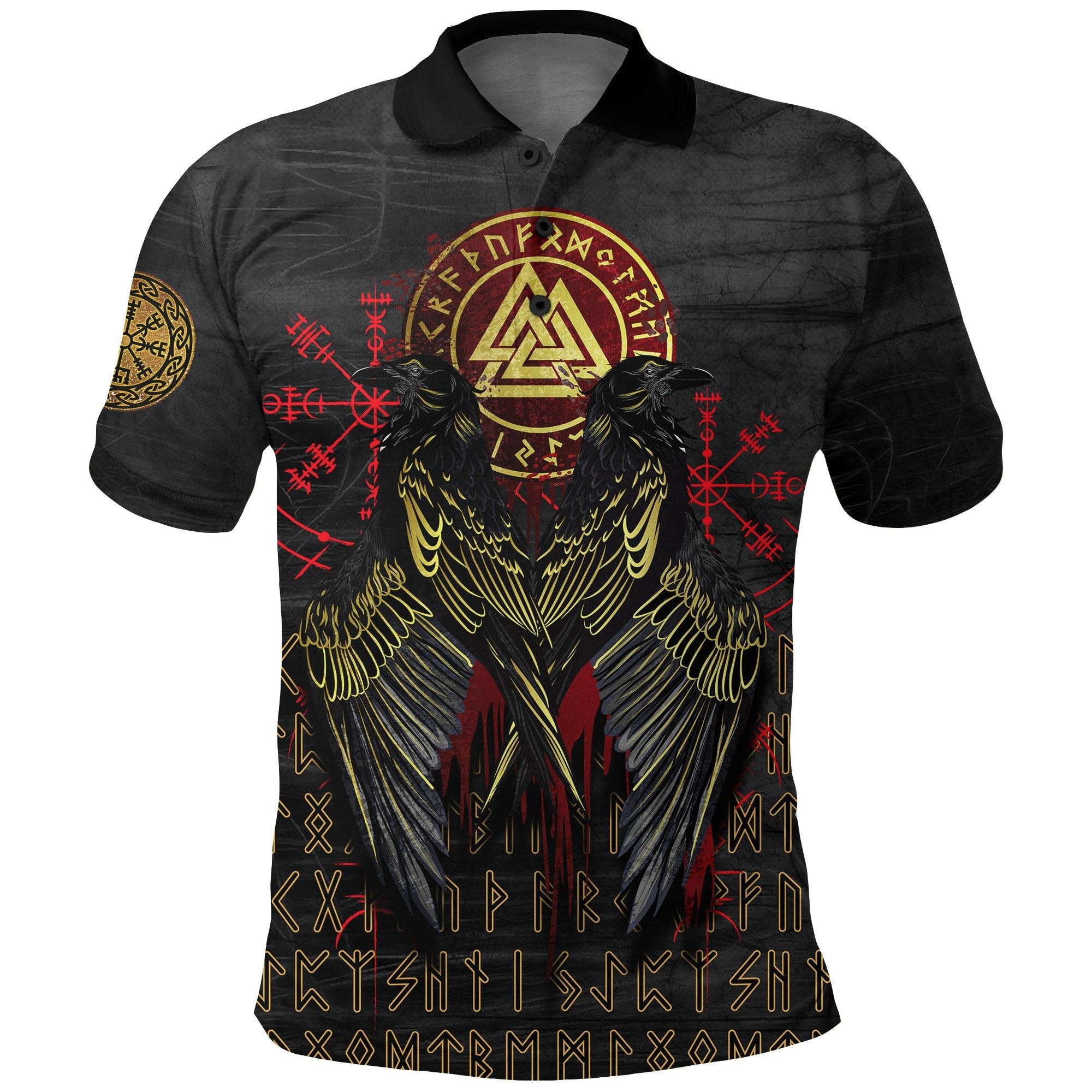 Viking Polo Shirt Vikings Valknut and Ravens Tattoo