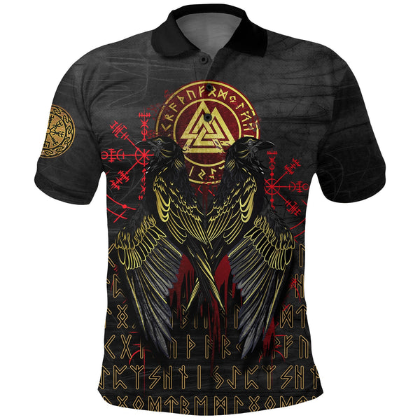 Viking Polo Shirt Vikings Valknut and Ravens Tattoo