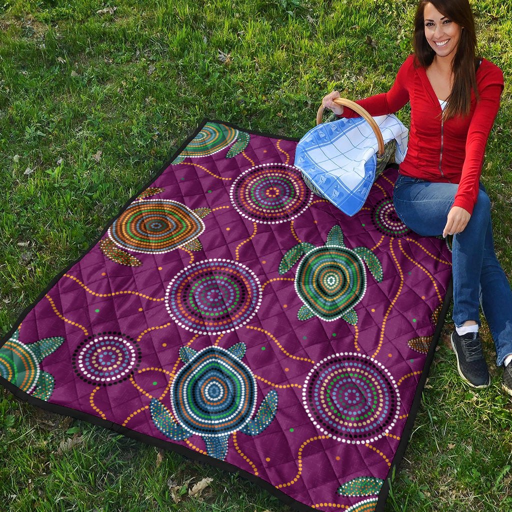 Premium Quilts - Aboriginal Turtle Purple Australia Dot Patterns