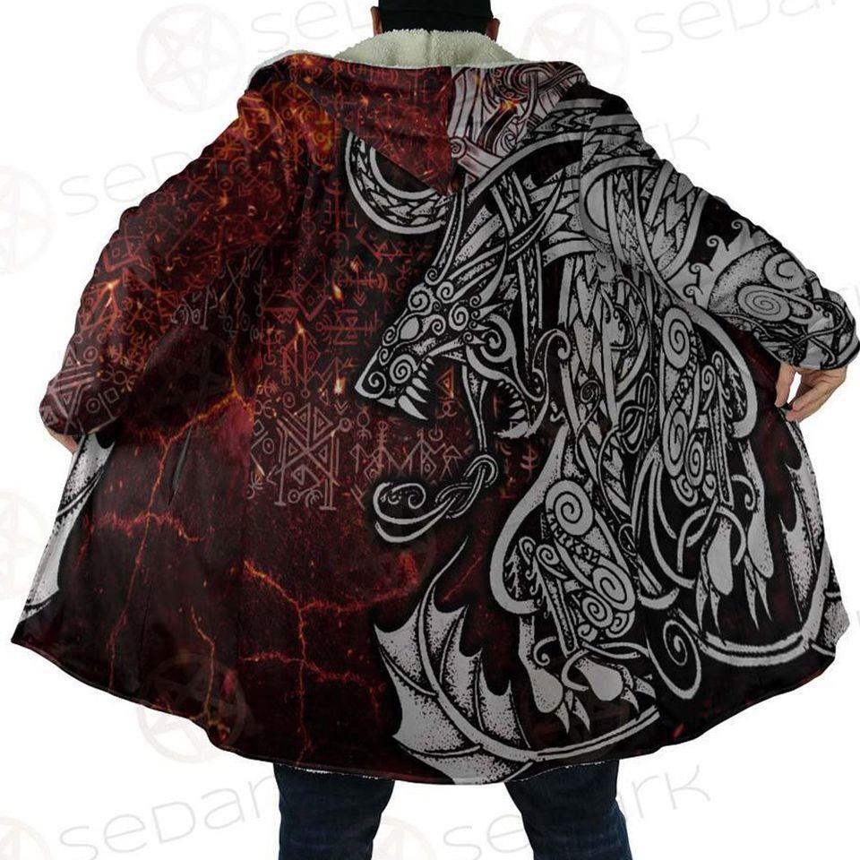 Viking Hooded Coat Dragon Fleece Hoodie Coat Hooded Coat