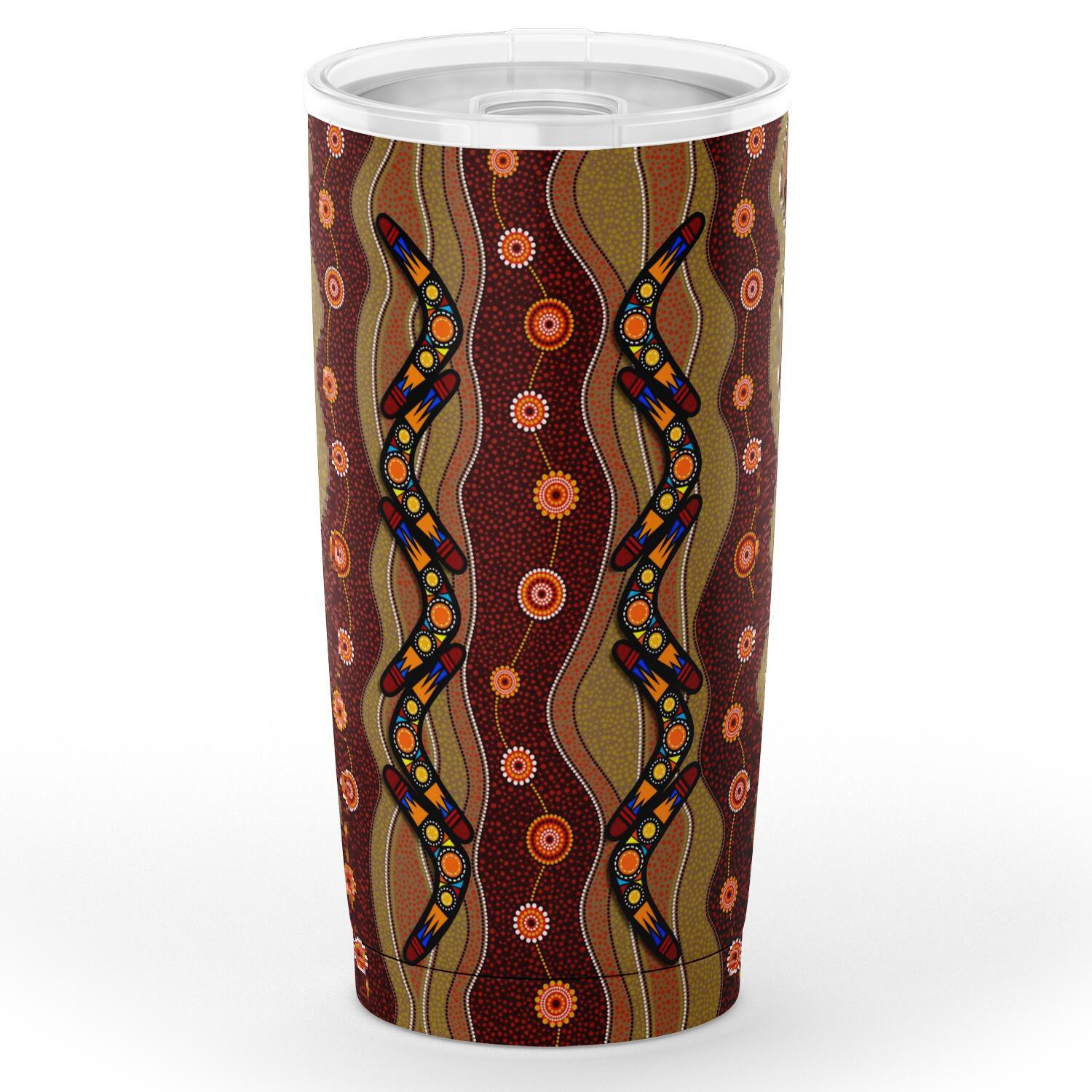 Insulated Tumbler - Aboriginal Dot Painting Boomerang Patterns