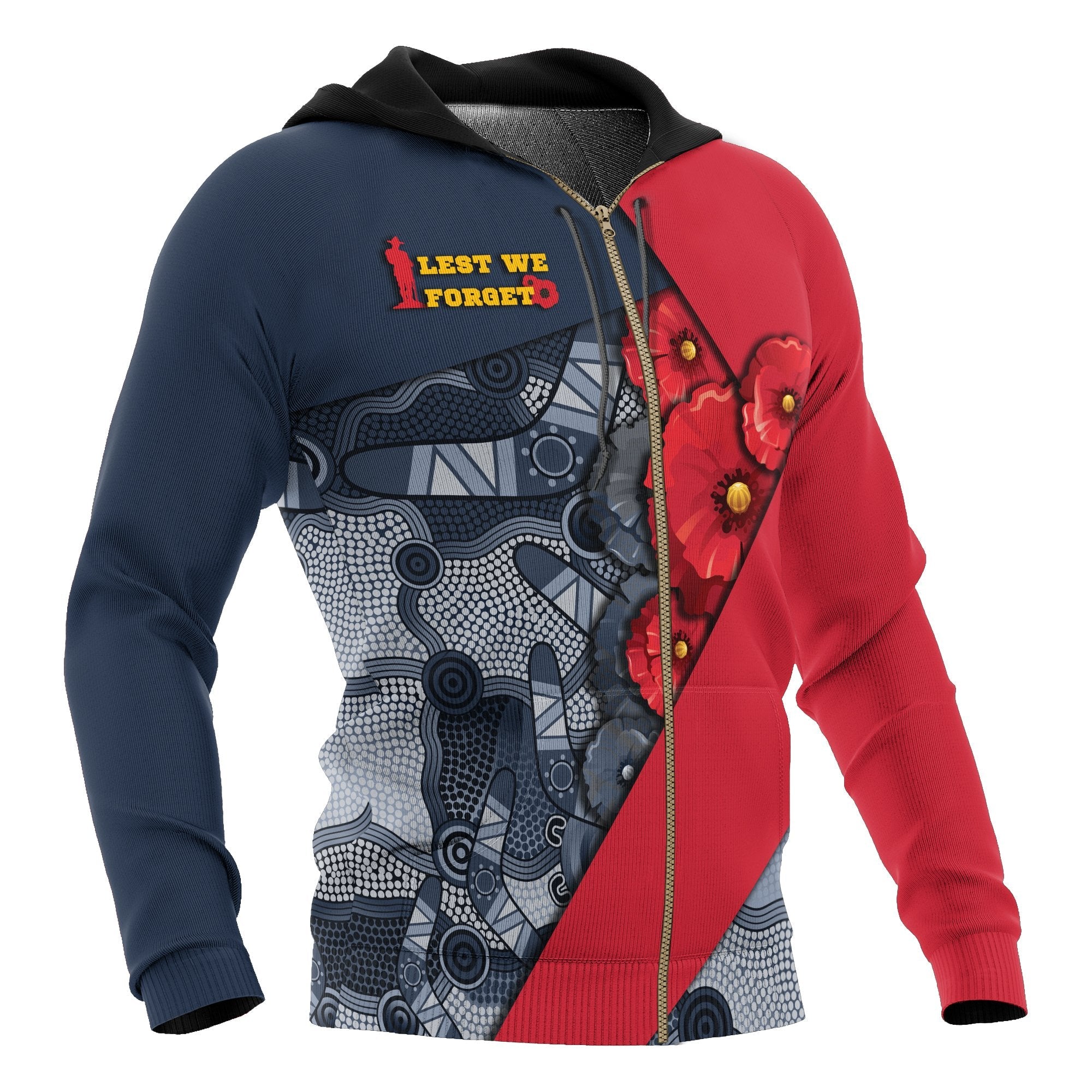 Aboriginal Zip Hoodie - Anzac Day