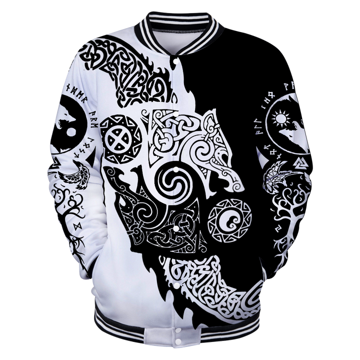 Viking Baseball Jacket Viking Hati and Skoll 3D