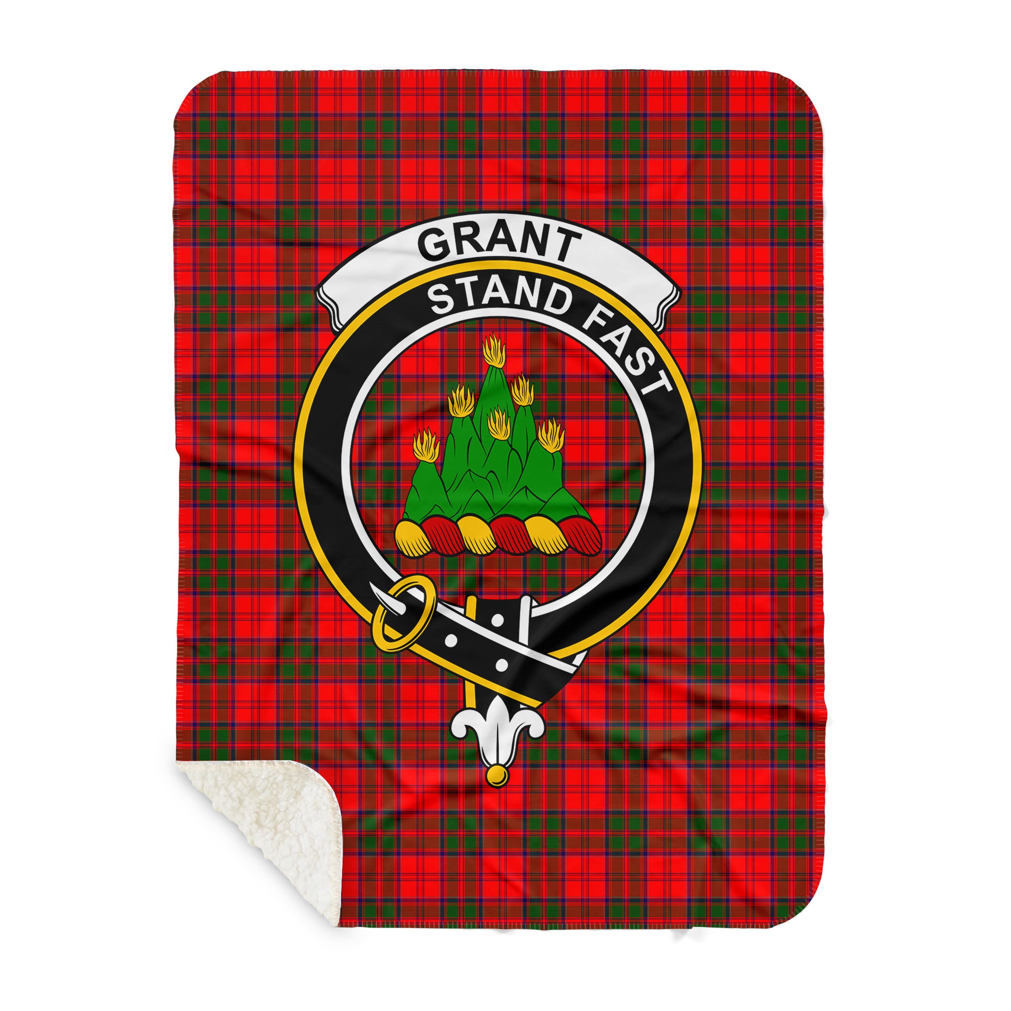 Grant Modern Clan Sherpa Blanket, Scottish Tartan Grant Modern Clan Sherpa Hoodie Crest Style