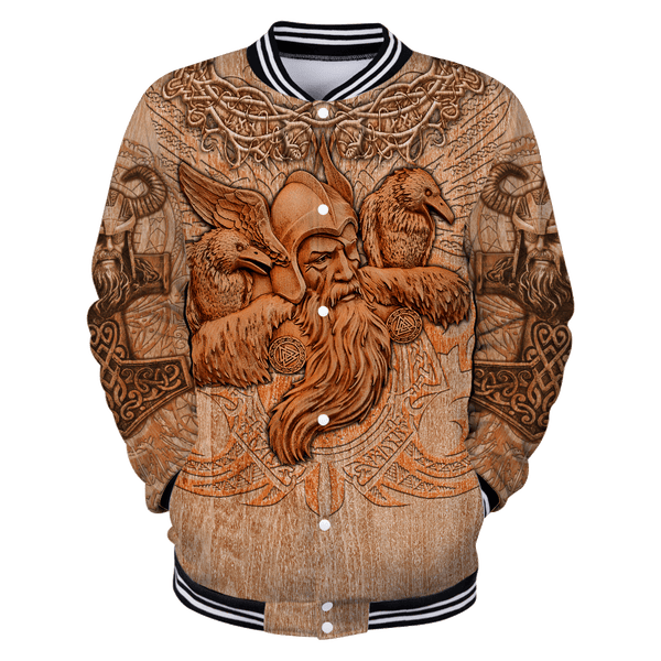 Viking Baseball Jacket Viking Odin and Ravens