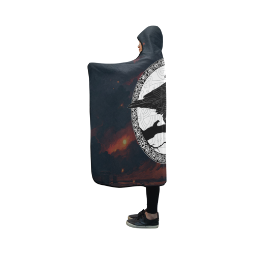 Viking Hooded Blanket Raven Of At Night