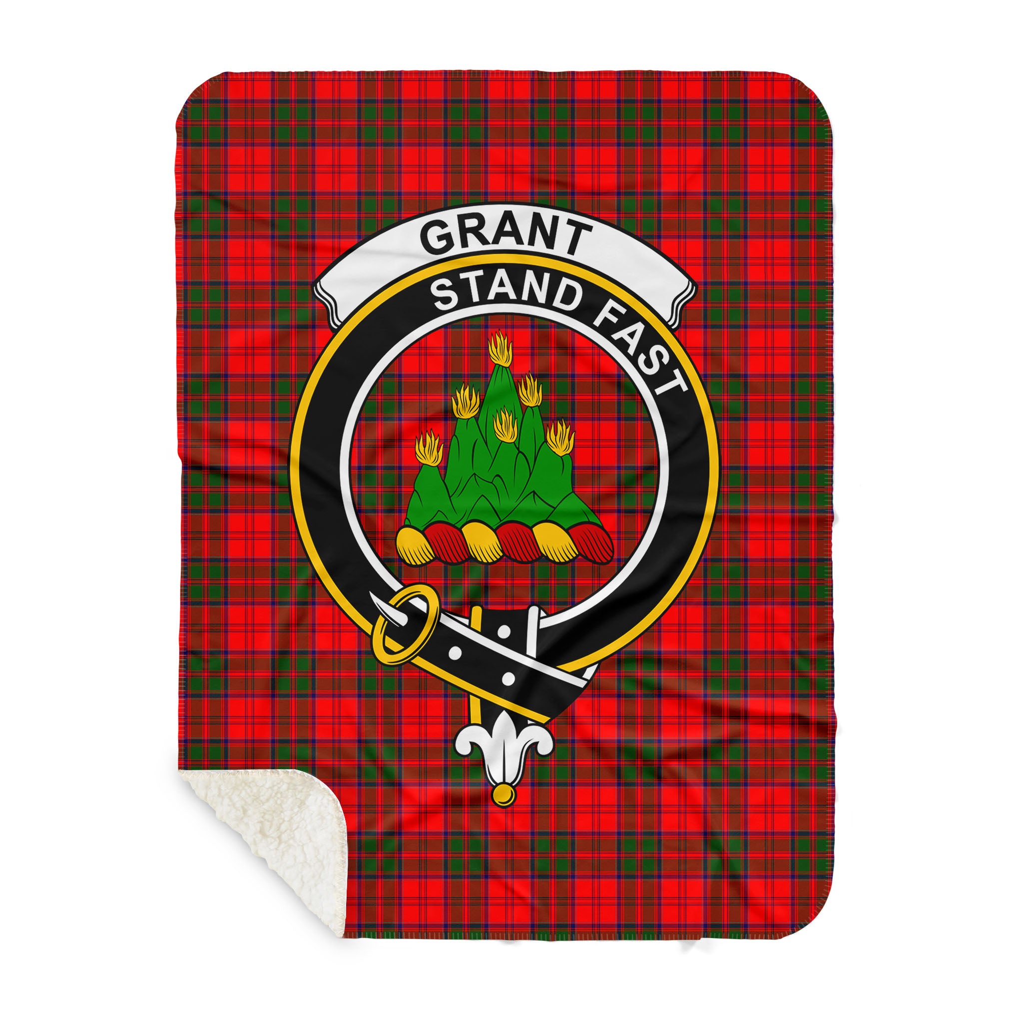 Grant Modern Clan Sherpa Blanket, Scottish Tartan Grant Modern Clan Sherpa Hoodie Crest Style