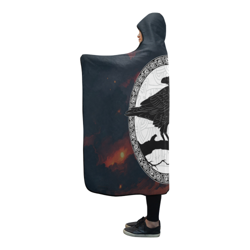 Viking Hooded Blanket Raven Of At Night