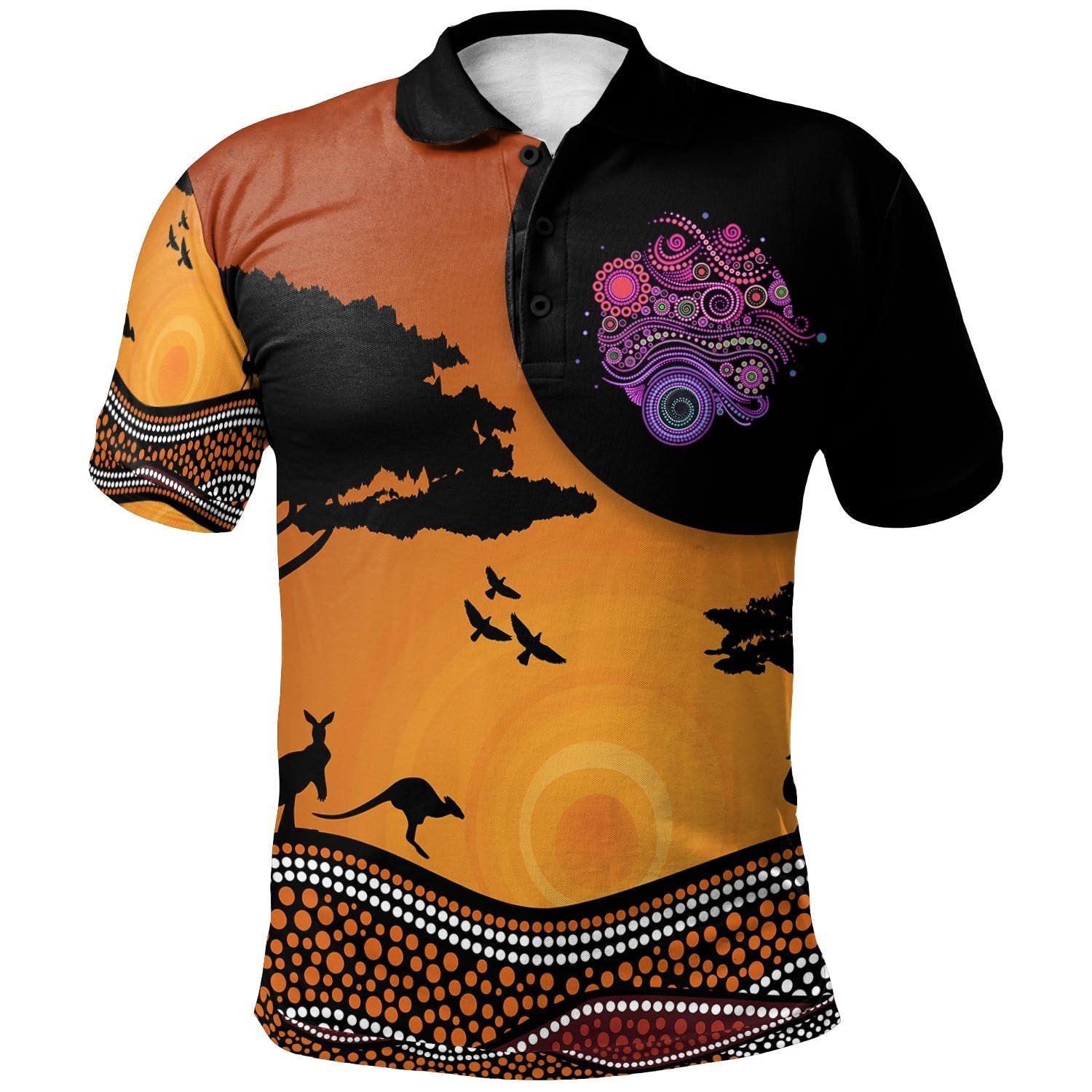 Aboriginal Polo - Aboriginal In My Heart Sun Set Polo Shirt