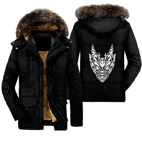 Viking Parka Jacket Abstract Horned Dragon