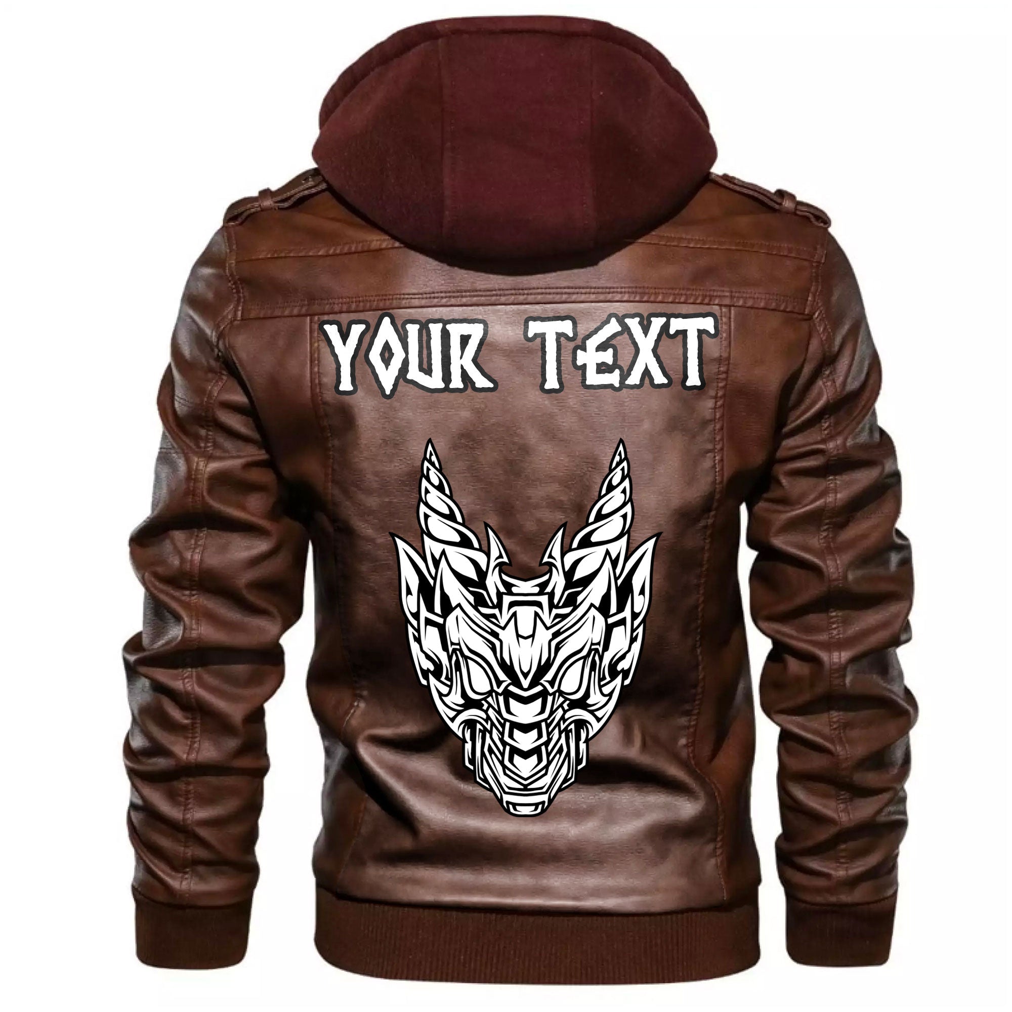 Custom Viking Abstract Horned Dragon Leather Jacket