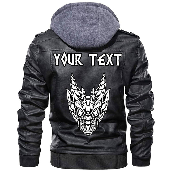 Custom Viking Abstract Horned Dragon Leather Jacket